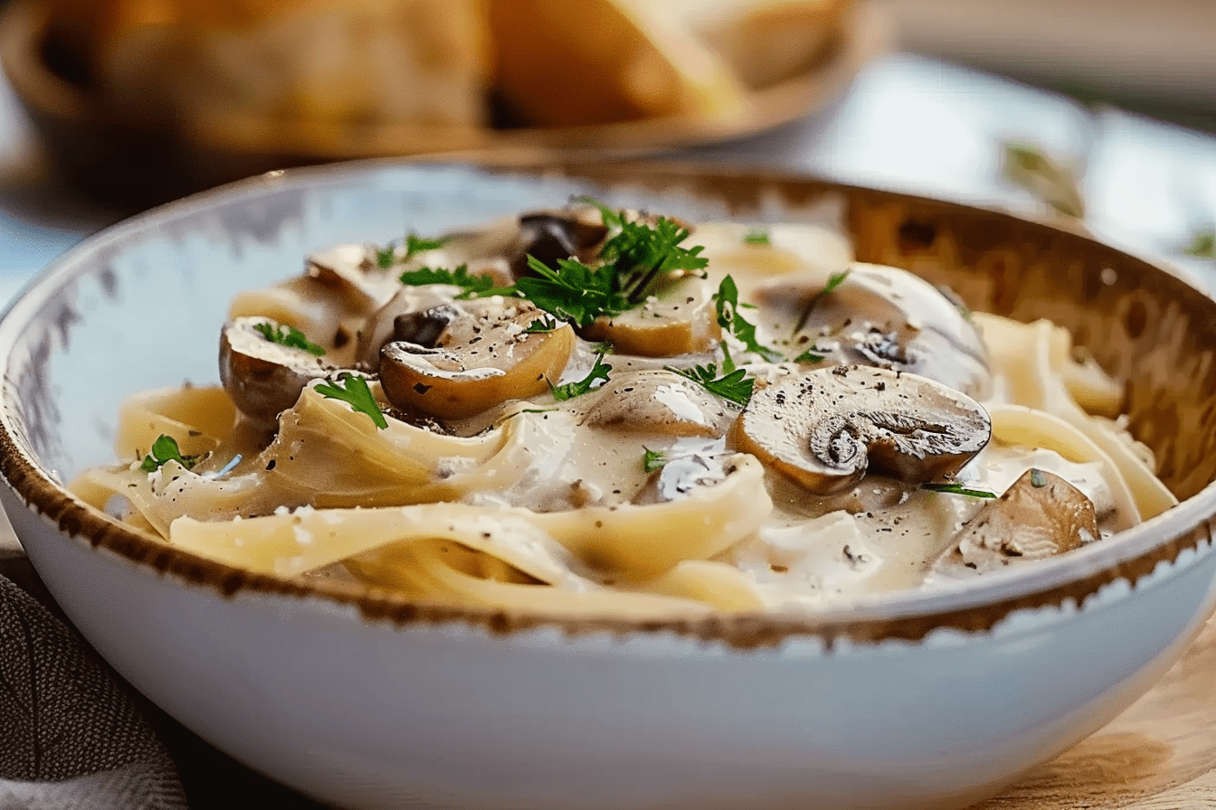 Recette des Pâtes aux Champignons et à la Crème Fraîche - cuisine ...
