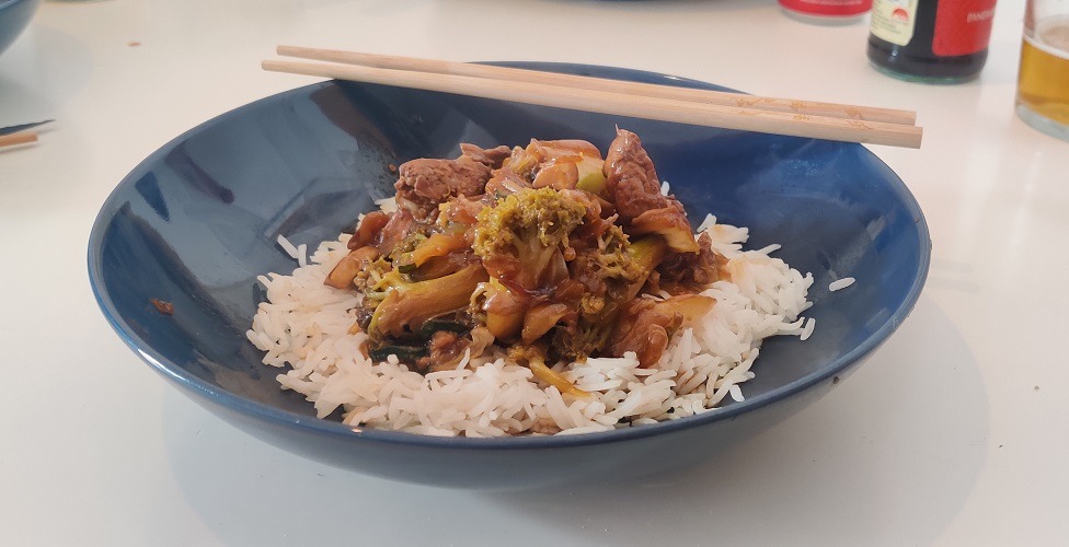 riz poulet sauce huitre brocoli chou chinois