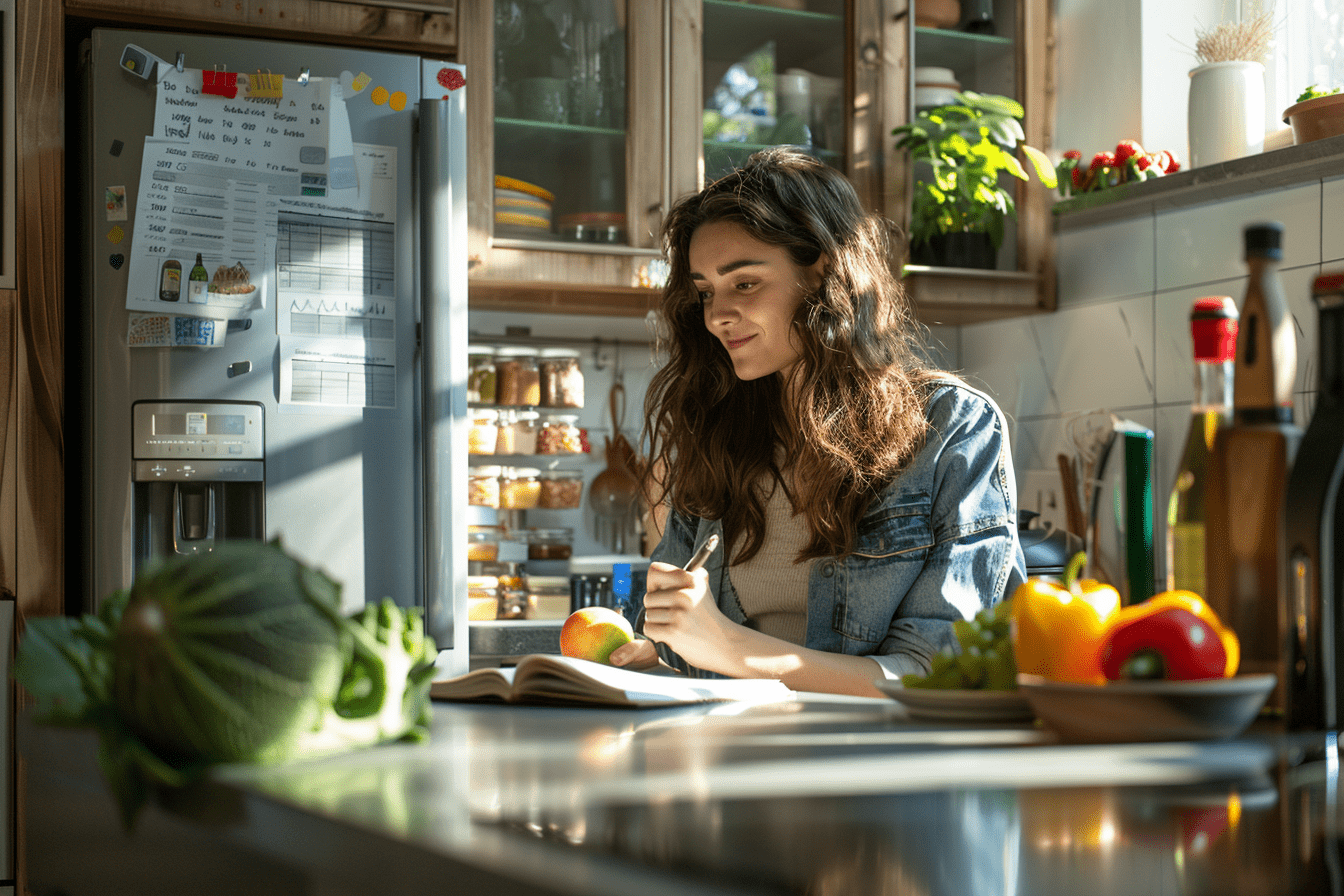 femme préparant liste de courses