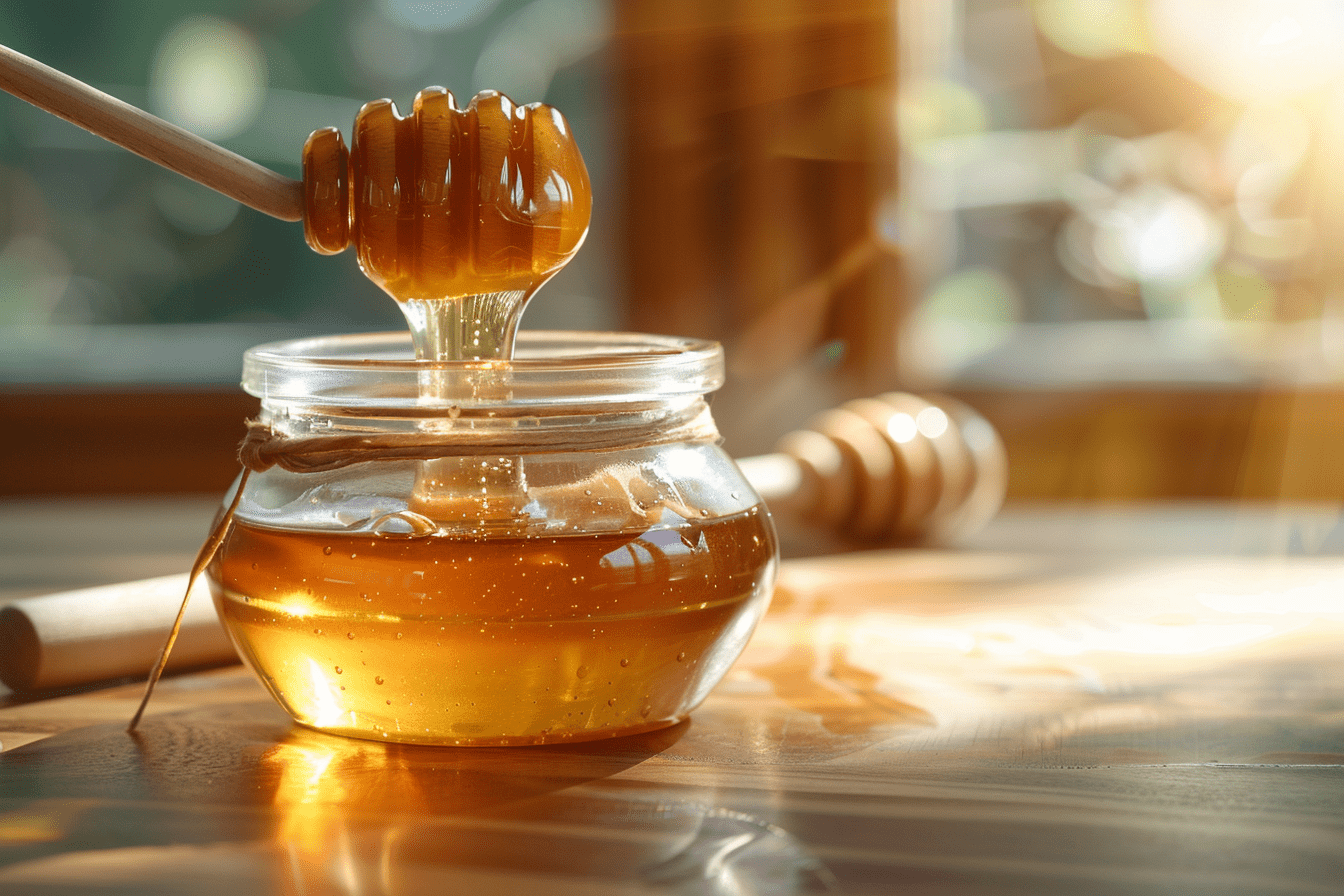 pot de miel mou et liquide